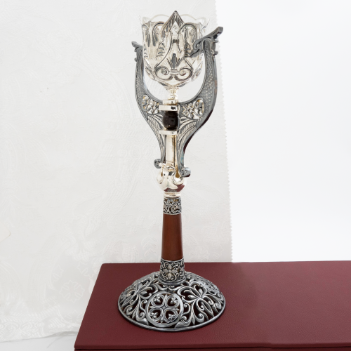 2.7.2065лр Лампада напрестольная в серебрении с патинированием фото 4