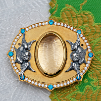 2.7.2899лпр-32 Мощевик латунный с голубыми камнями в позолоте