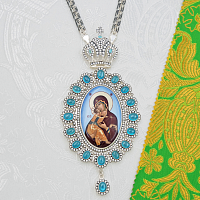 2.7.2704лр-2/113лр Панагия латунная с голубыми камнями в серебрении