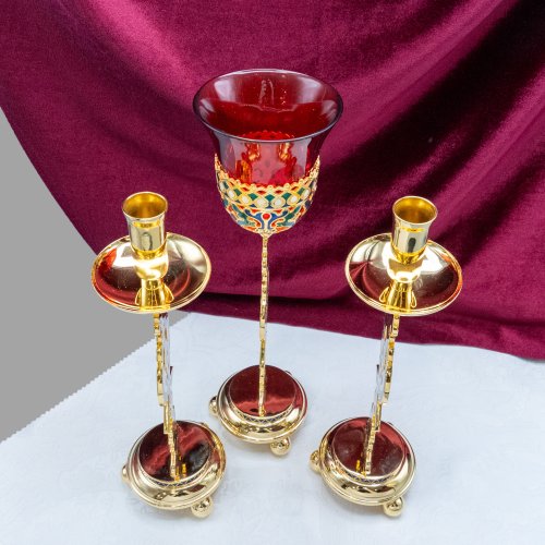 2.7.2672лпэ-К Набор напрестольный - лампада и подсвечники фото 2 2.7.2672лпэ-К Набор напрестольный - лампада и подсвечники фото 2