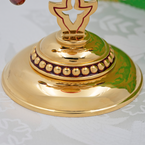 2.7.2871лп-К-М Набор напрестольный - лампада и подсвечники с эмалью в позолоте фото 4
