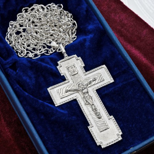 2.10.0008л/10л Крест наперсный латунный в серебрении фото 6 2.10.0008л/10л Крест наперсный латунный в серебрении фото 6