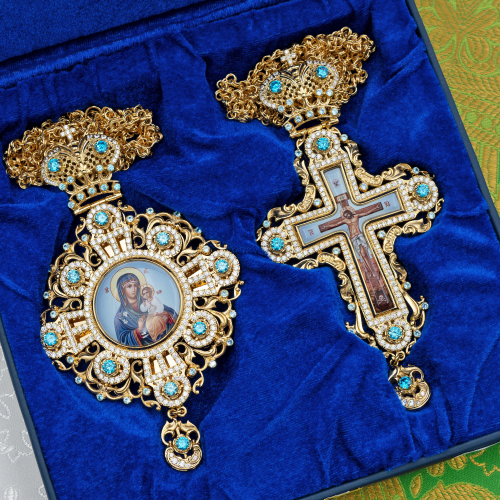 2.7.2291лп-2/1лп-К Архиерейский комплект латунный с голубыми камнями в позолоте фото 7 2.7.2291лп-2/1лп-К Архиерейский комплект латунный с голубыми камнями в позолоте фото 7