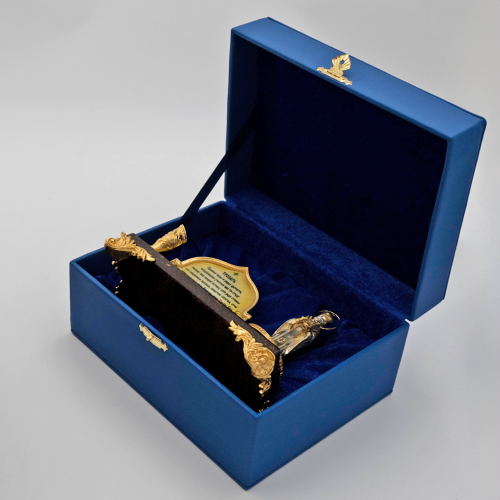 2.13.0282лпч-66 Визитница латунная в позолоте «Святой Николай» фото 3