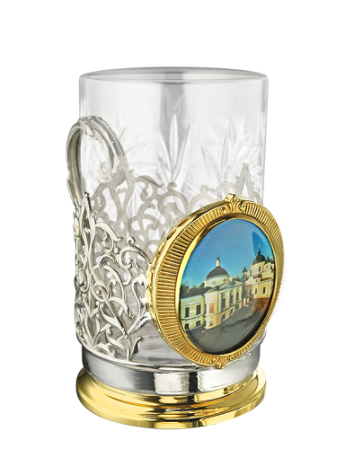 Подстаканник серебряный с видом Московкого Покровского монастыря.