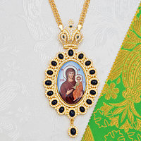 2.7.2704лп-2/113лп Панагия латунная с синими камнями в позолоте