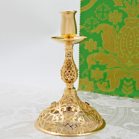 2.7.2670лп Подсвечник латунный с красными камнями в позолоте