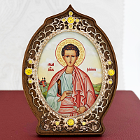 2.78.0910л Икона настольная - Святой Апостол Филипп из дерева и ювелирного сплава в серебрении