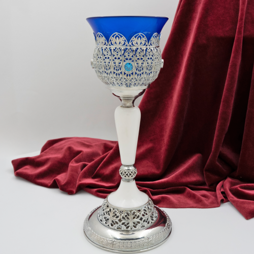 2.7.1252лч-К Напрестольный комплект лампада и подсвечники с акрилом в серебрении фото 2