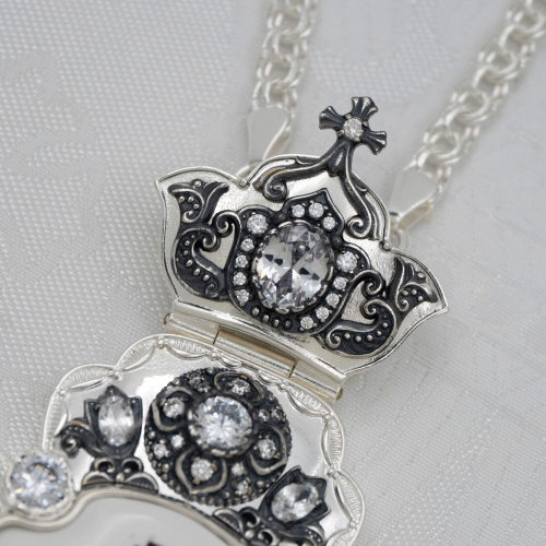 2.10.0329лр-2/1л Крест наперсный латунный с белыми камнями в серебрении фото 5 2.10.0329лр-2/1л Крест наперсный латунный с белыми камнями в серебрении фото 5