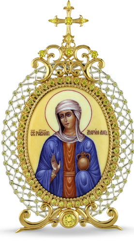 2.78.0001 Икона настольная серебряная с финифтьевым образом  Святая  равноапостольная Мария Магдалина