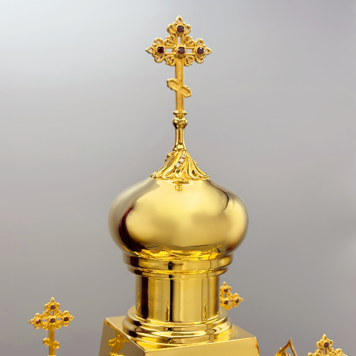 2.7.1515лп-К фото 6 2.7.1515лп-К Дарохранительница латунная с красными камнями в позолоте купить фото 6