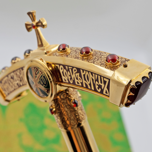 М2.7.2398лнпчэ Жезл латунный в позолоте с натуральными камнями фото 5