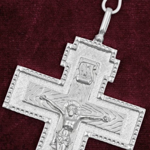 2.10.0008л/10л Крест наперсный латунный в серебрении фото 4 2.10.0008л/10л Крест наперсный латунный в серебрении фото 4