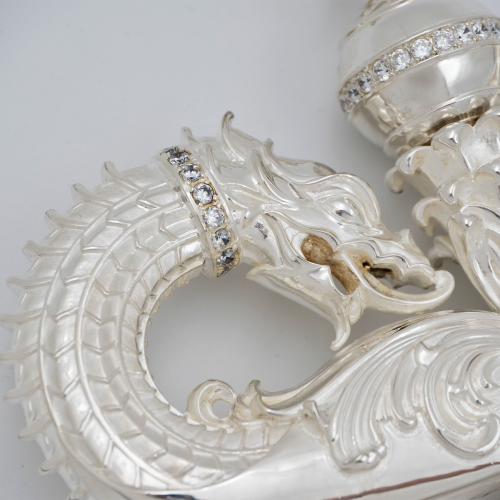 2.7.2833л Жезл латунный с белыми камнями в серебрении фото 7