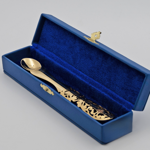 2.7.1516лп Лжица латунная в позолоте с красными камнями фото 10 2.7.1516лп Лжица латунная в позолоте с красными камнями фото 10