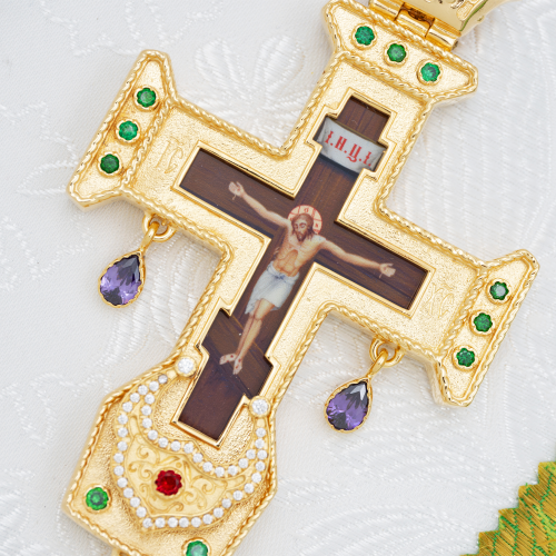 2.7.1634лп-2/1лп-К Архиерейский наперсный комплект в позолоте фото 10