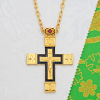 2.10.0073лпэ/10лп Крест наперсный Корсунский с красными камнями и эмалью в позолоте