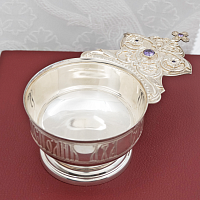 2.7.0728л Корец латунный с фиолетовыми камнями в серебрении