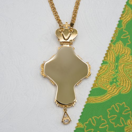 2.10.0519лп-2/1лп Крест наперсный латунный с белыми камнями в позолоте фото 4 2.10.0519лп-2/1лп Крест наперсный латунный с белыми камнями в позолоте фото 4