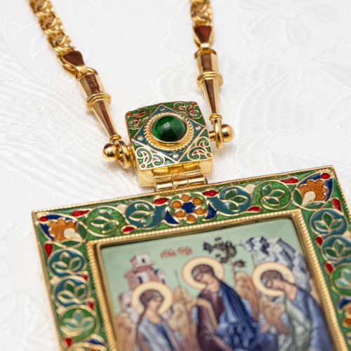 2.7.2512лп-2/64лп-М Панагия латунная в позолоте с цепью фото 5