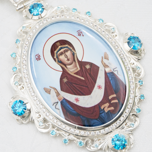 2.7.2563л-2/1л Панагия латунная со вставками в серебрении фото 2 2.7.2563л-2/1л Панагия латунная со вставками в серебрении фото 2