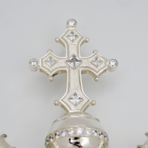 2.7.2833л Жезл латунный с белыми камнями в серебрении фото 6