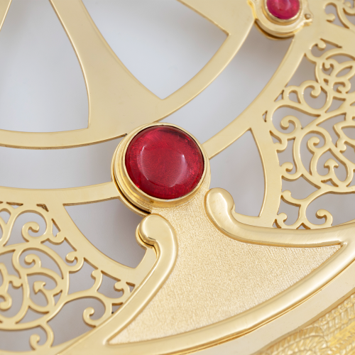2.7.2234лп-4-К Рипиды латунные с красными камнями в позолоте (комплект 2 шт.) фото 4