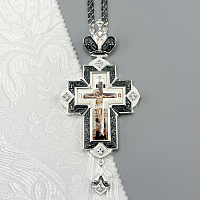 2.10.0342лр-2/1лр Крест наперсный латунный с белыми камнями в серебрении