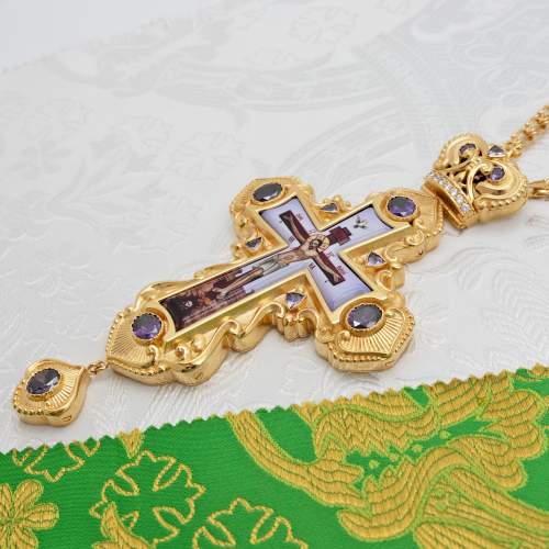 2.10.0535лп-2/113лп Крест латунный с фиолетовыми камнями в позолоте фото 7 2.10.0535лп-2/113лп Крест латунный с фиолетовыми камнями в позолоте фото 7