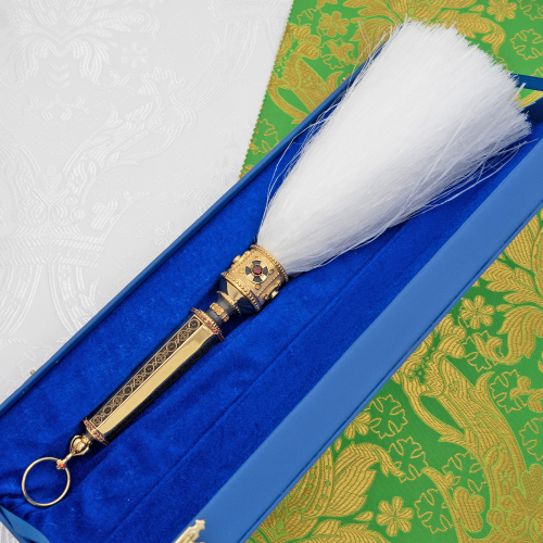 2.7.2945лпр-31 Кропило Архиерейское латунное с красными камнями и патинированием в позолоте фото 4 2.7.2945лпр-31 Кропило Архиерейское латунное с красными камнями и патинированием в позолоте фото 4