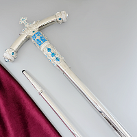 2.7.0612лэ-4 Жезл латунный с голубыми камнями и эмалью в серебрении