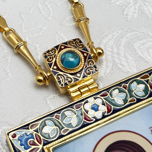 2.7.2512лп-2/64лп-М Панагия латунная в позолоте с цепью фото 5