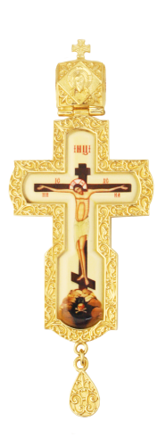 2.10.0187лп-2 Крест латунный в позолоте с принтом