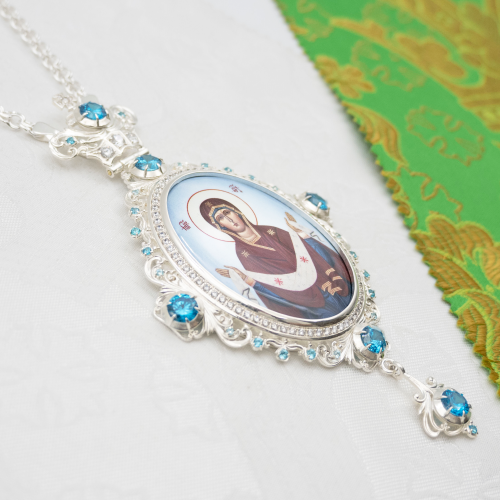 2.7.2563л-2/1л Панагия латунная со вставками в серебрении фото 3 2.7.2563л-2/1л Панагия латунная со вставками в серебрении фото 3