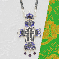 2.10.0713лнрэ/113лр Крест наперсный с натуральными камнями в серебрении