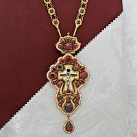 2.10.0499лпр-2/35лпр Крест наперсный латунный со вставками в позолоте с патинированием