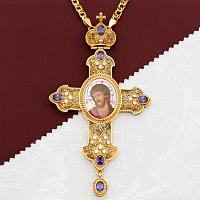 2.10.0345лп-2/1лп Крест наперсный латунный с фиолетовыми камнями в позолоте