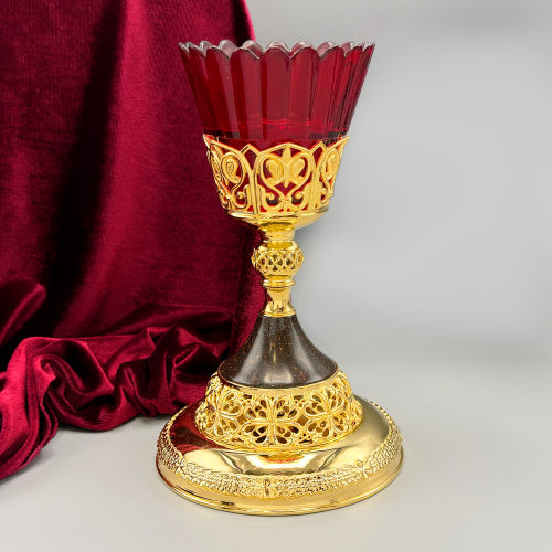 2.7.2038лпч Лампада латунная с акрилом в позолоте