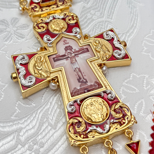 2.10.0542лнпэ-2/113лп Крест наперсный с натуральными камнями фото 6