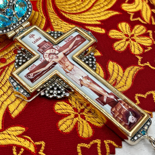 2.10.0395лфр-2/1л Наперсный крест с фрагментарной позолотой фото 6