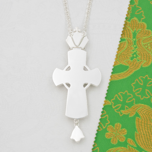 2.10.0178л-2/1л Крест наперсный латунный с белыми камнями в серебрении фото 2 2.10.0178л-2/1л Крест наперсный латунный с белыми камнями в серебрении фото 2