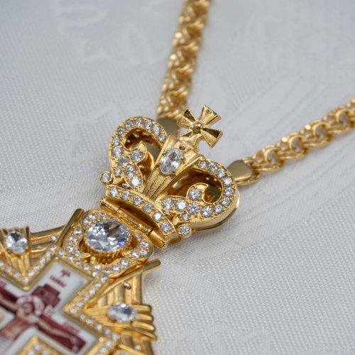 2.10.0519лп-2/1лп Крест наперсный латунный с белыми камнями в позолоте фото 3 2.10.0519лп-2/1лп Крест наперсный латунный с белыми камнями в позолоте фото 3