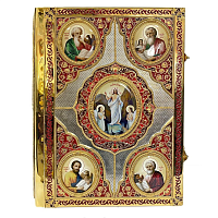 2.7.0775лфэ Евангелие напрестольное в позолоте с фрагментарным серебрением и эмалью