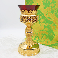 2.7.0694лп Лампада латунная в позолоте со вставками