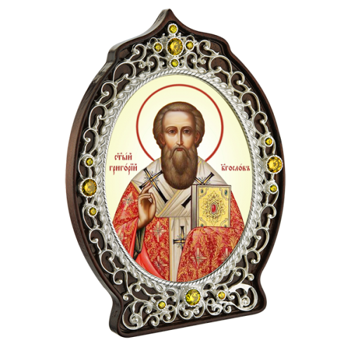2.78.0937л Икона настольная в серебре - Святитель Григорий Богослов.