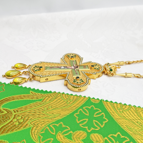 2.10.0530лнпэ-2/64лп Крест наперсный с натуральными камнями фото 4 2.10.0530лнпэ-2/64лп Крест наперсный с натуральными камнями фото 4