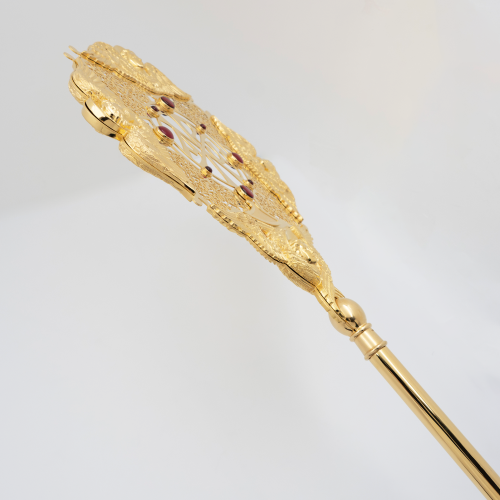 2.7.2234лп-4-К Рипиды латунные с красными камнями в позолоте (комплект 2 шт.) фото 3