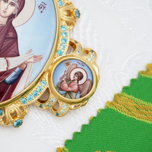 2.7.2005лп-2/1лп Панагия латунная с голубыми камнями в позолоте с цепью фото 7 2.7.2005лп-2/1лп Панагия латунная с голубыми камнями в позолоте с цепью фото 7