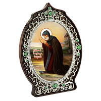 2.78.0930л Икона настольная в серебре - Святой преподобный Александр Свирский.